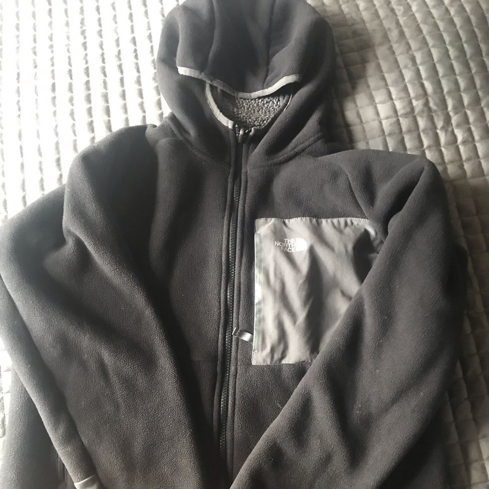 Boys north face fleece zip up with fleece hood